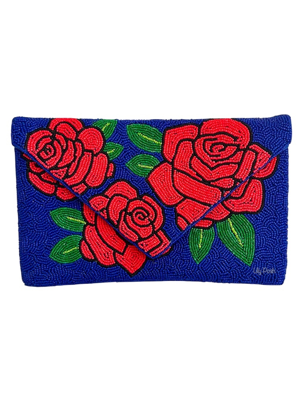 Beaded Rose Crossbody Clutch Bag, Beaded Floral Clutch Lily Posh